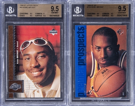 Lot Of (2) 1996-97 Kobe Bryant Rookie Cards - BGS GEM MINT 9.5